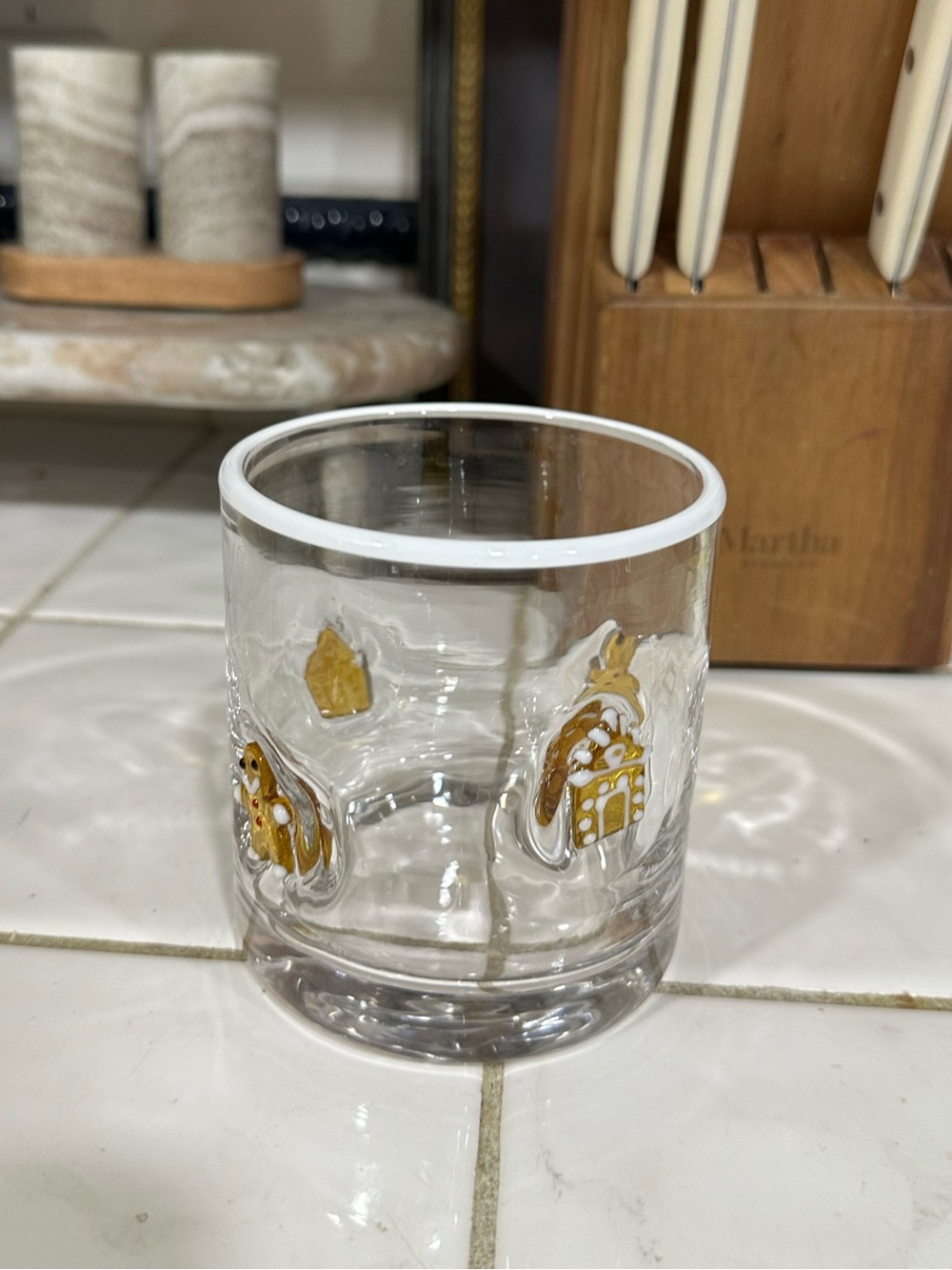 Christmas Gingerbread House & Gingerbread Man Juice Icon Glass NWOT